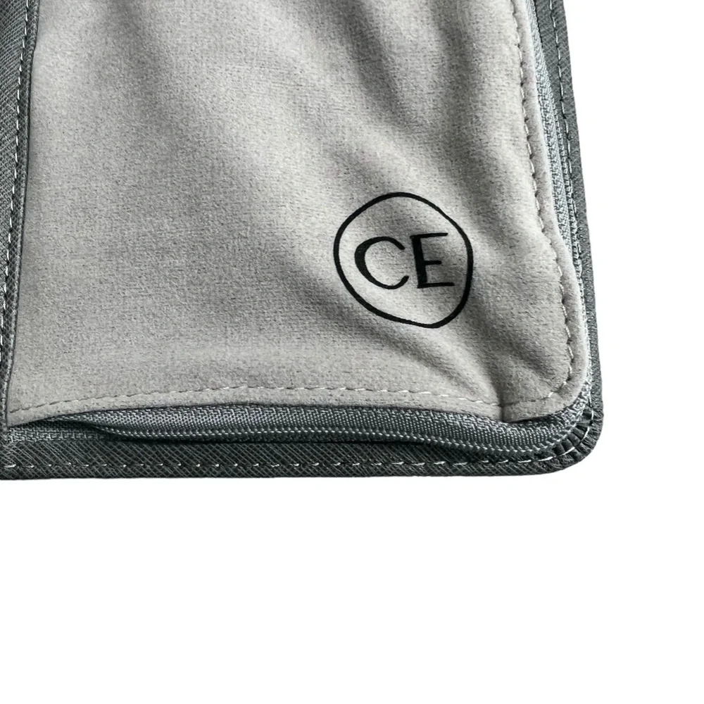 CASE ELEGANCE GRAY SAFFIANO LEATHER TRAVEL JEWELRY ORGANIZER WALLET CASE NWOT